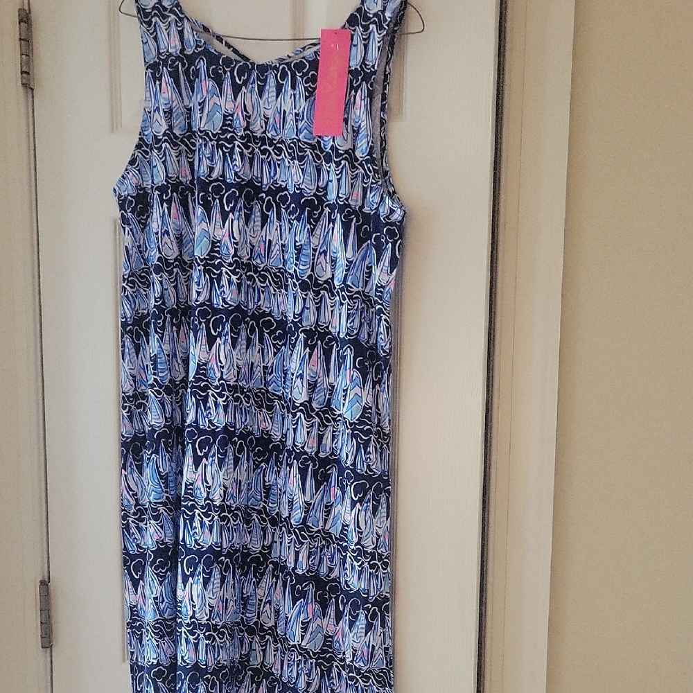 Lilly Pulitzer Asymmetrical Dress in Blue and Pink